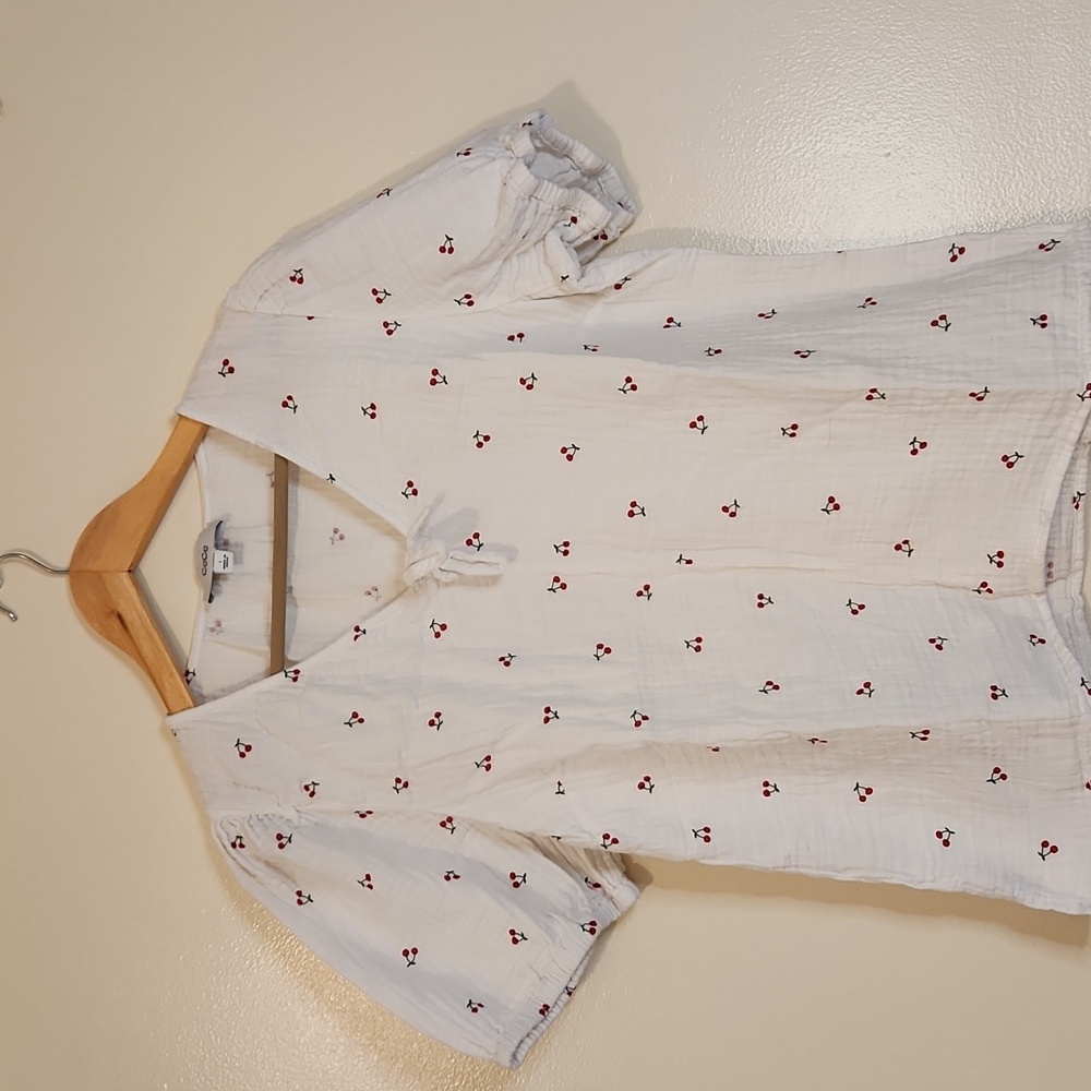 CeCe White Top with Cherry Accents